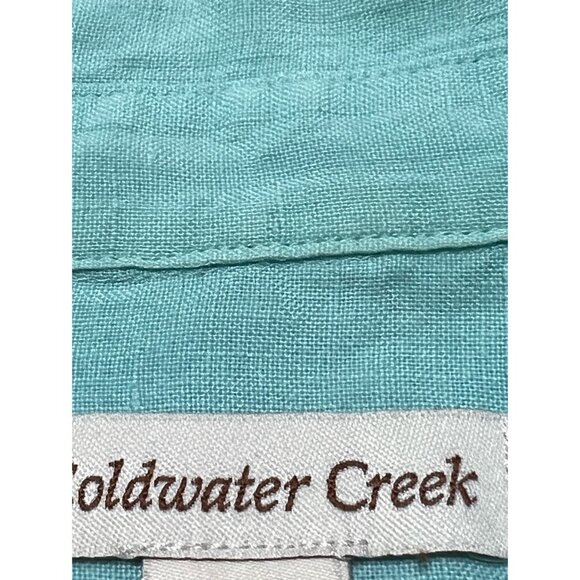 Coldwater Creek aqua linen ¾ adjustable sleeve blouse XL (16) - Picture 12 of 12